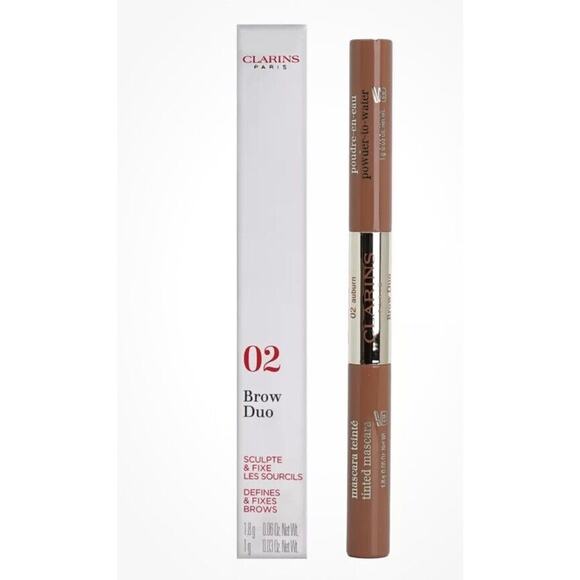 Clarins Brow DUO Defines Fixes Eye Brows 02 Auburn All Skin Types 0.03oz NEW - Picture 1 of 1